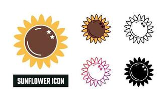 Sonnenblume Symbol einstellen Vektor Illustration