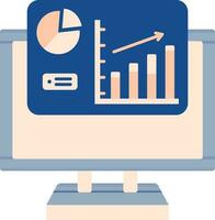 Blau und Pfirsich Farbe Infografik im Desktop Bildschirm oder Instrumententafel Symbol. vektor