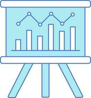 Präsentation finanziell Graph Tafel Symbol im Blau und Weiß Farbe. vektor