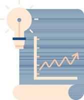 Statistiken Papier mit Licht Birne Symbol im Blau und Pfirsich Farbe. vektor