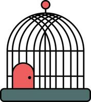 fågelbur ikon i kricka och röd Färg. vektor