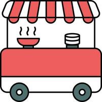 kricka och röd mat vagn ikon i platt stil. vektor