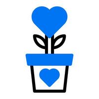 Blume Liebe Symbol Duotone Blau schwarz Farbe Mutter Tag Symbol Illustration. vektor