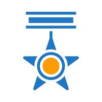 Medaille Symbol solide Blau Orange Blau Farbe Militär- Symbol perfekt. vektor