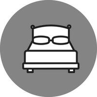 schwarz Schlaganfall Bett Symbol auf grau runden Hintergrund. vektor