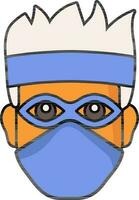 Illustration von Superheld Mann Gesicht Symbol im Blau und Orange Farbe. vektor