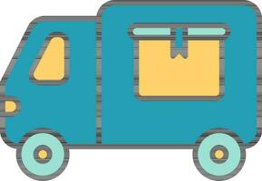 transport leverans lastbil gul och blå ikon. vektor