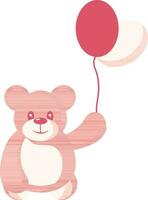 Illustration von süß Teddy Bär halten Luftballons Symbol im rot Farbe. vektor