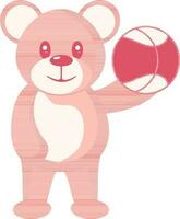 Teddy Bär halten Basketball Symbol im rot Farbe. vektor