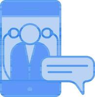 läkare chattar uppkopplad från smartphone ikon i blå Färg. vektor