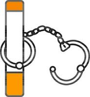 Zigarette mit Handschellen Symbol im Orange und Weiß Farbe. vektor