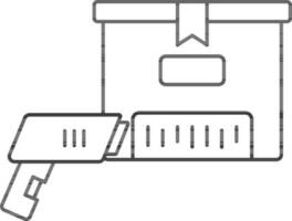 Paket mit Barcode Leser Symbol im schwarz Linie Kunst. vektor