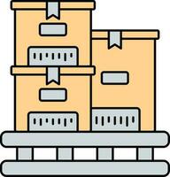 Lieferung Kisten auf Palette Symbol im Gelb und grau Farbe. vektor