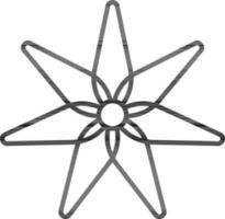 Star Blume eben Symbol im schwarz Linie Kunst. vektor