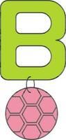 brev b för boll ikon i rosa och grön Färg. vektor