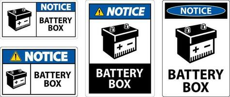 beachten Batterie Box mit Symbol Zeichen auf Weiß Hintergrund vektor
