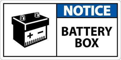 beachten Batterie Box mit Symbol Zeichen auf Weiß Hintergrund vektor