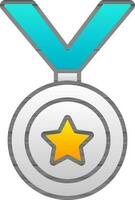 stjärna silver- medalj ikon i gul och blå Färg vektor