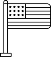 Amerika flagga ikon i linje konst. vektor
