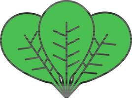 Spinat Blätter eben Symbol im Grün Farbe. vektor