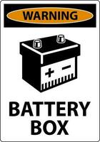 Warnung Batterie Box mit Symbol Zeichen auf Weiß Hintergrund vektor