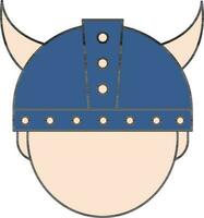 Wikinger Helm Symbol im Blau und Pfirsich Farbe. vektor