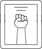 angehoben Faust Hand Symbol Papier Linie Kunst Symbol. vektor