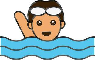 Schwimmen Brille tragen Junge im Wasser bunt Symbol. vektor