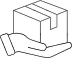 Karton Box auf Hand Symbol im schwarz Schlaganfall. vektor