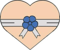 hjärta form gåva låda ikon i orange och blå Färg. vektor