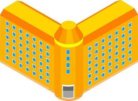 isometrisch Wohnung Gebäude im Orange Farbe. vektor