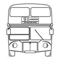 Doppeldecker London Bus Stadt Transport doppelt Decker Besichtigung Kontur Gliederung Linie Symbol schwarz Farbe Vektor Illustration Bild dünn eben Stil