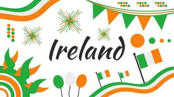 Irland National Tag Design. irisch Flagge Thema Grafik Kunst Hintergrund mit Grün Weiß und Orange Farbe vektor