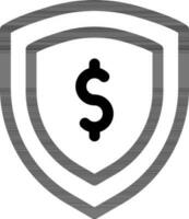Geld Versicherung oder finanziell Sicherheit Symbol im schwarz dünn Linie Kunst. vektor