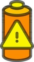 batteri varning ikon i gul och orange Färg. vektor