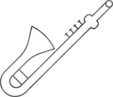 svart linje konst illustration av en trombon ikon. vektor
