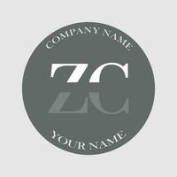 första zc logotyp brev monogram lyx hand dragen vektor