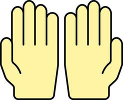muslim bön hand ikon i gul Färg. vektor