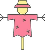 scarecrow ikon eller symbol i rosa och gul Färg. vektor