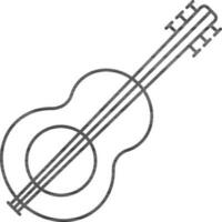 gitarr ikon i svart linje konst. vektor
