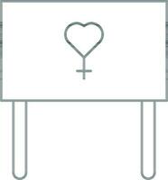 illustration av hjärta venus symbol på styrelse ikon i linje konst. vektor