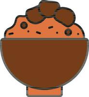 Gericht oder Reis Schüssel Symbol im Orange und braun Farbe. vektor