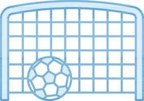 fotboll med fotboll netto ikon i blå och vit Färg. vektor