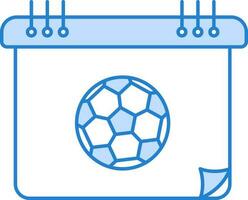 Fußball Symbol Kalender Symbol im Blau und Weiß Farbe. vektor