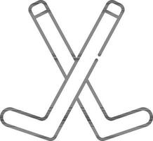 korsade hockey pinnar ikon i linje konst. vektor