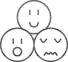 Emoji Symbole im schwarz Linie Kunst. vektor