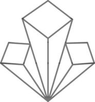 linjär stil kristall met ikon. vektor
