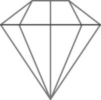 diamant eller rubin ikon i svart linje konst. vektor