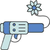 Blau Blume Gewehr Symbol im eben Stil. vektor