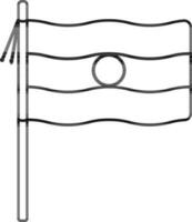 Indien Flagge Symbol im schwarz Linie Kunst. vektor